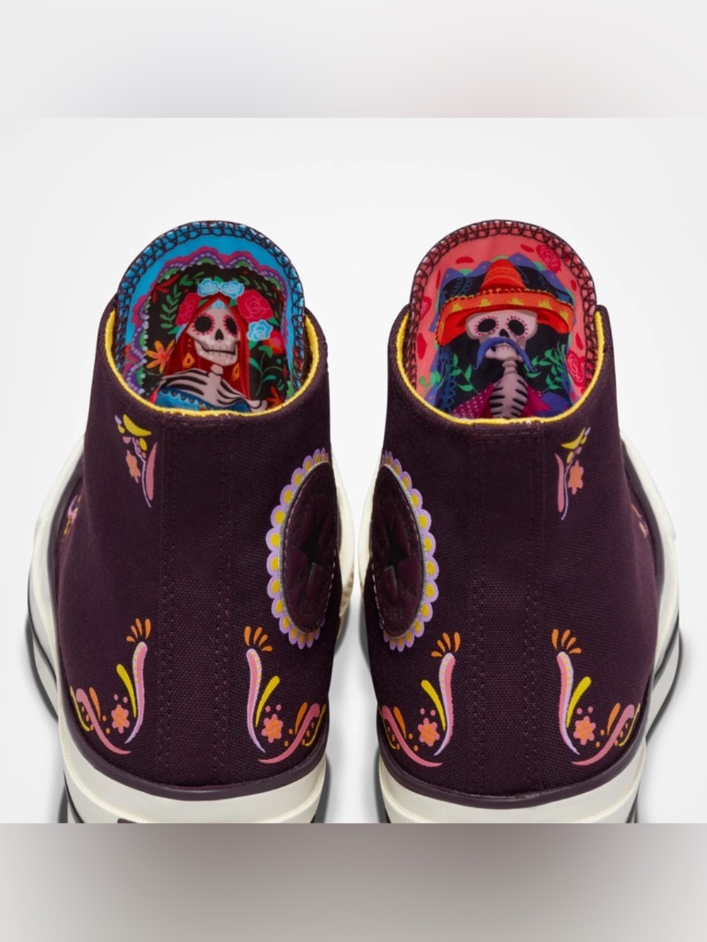 Converse Chuck 70 Platform Day of the Dead Black Cherry/Amarillo Sneakers 8.5 - Picture 7 of 16